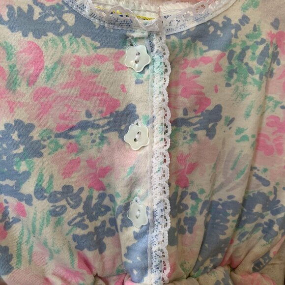 Vintage Novelty Retro Floral Print Lace Bubble Romper 18 Months - Picture 3 of 8